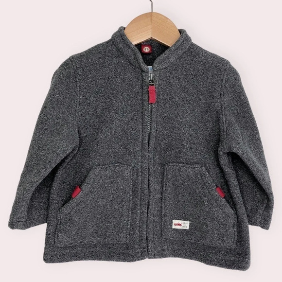 Janie and Jack jacket zip fleece charcoal gray size 6-12 months - Picture 1 of 7